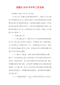 党建办2025年半年工作总结