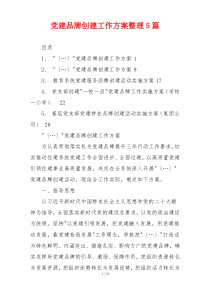 党建品牌创建工作方案整理5篇