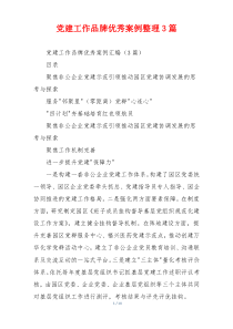 党建工作品牌优秀案例整理3篇