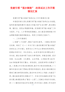 党建引领“强乡赋能” 改革试点工作开展情况汇报