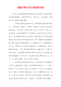 党建引领乡风文明经验交流