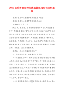 2025县政务服务和大数据管理局局长述职报告