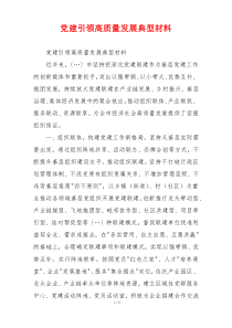 党建引领高质量发展典型材料