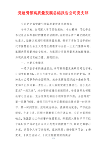 党建引领高质量发展总结报告公司党支部