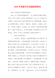 2025年党委书记党建述职报告