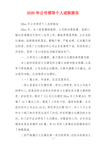2025年公司领导个人述职报告
