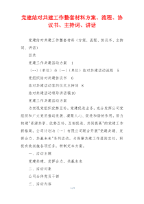党建结对共建工作整套材料方案、流程、协议书、主持词、讲话