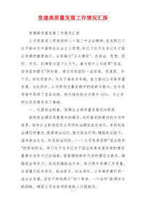 党建高质量发展工作情况汇报