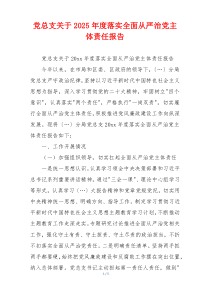 党总支关于2025年度落实全面从严治党主体责任报告
