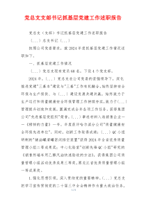 党总支支部书记抓基层党建工作述职报告