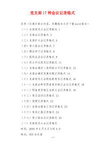 党支部17种会议记录格式