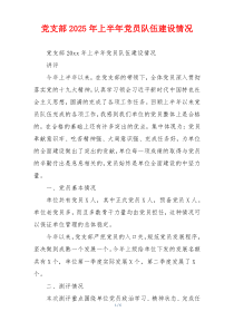 党支部2025年上半年党员队伍建设情况