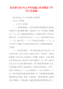 党支部2025年上半年党建工作回顾及下半年工作思路