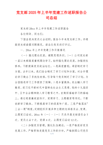 党支部2025年上半年党建工作述职报告公司总结