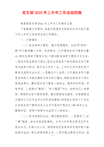 党支部2025年上半年工作总结档案