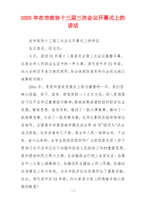2025年在市政协十三届三次会议开幕式上的讲话