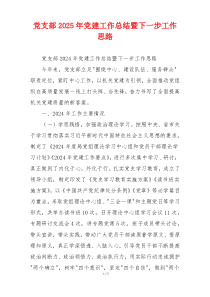 党支部2025年党建工作总结暨下一步工作思路
