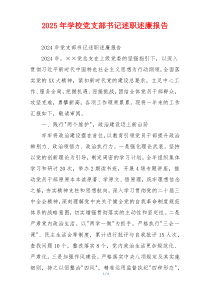 2025年学校党支部书记述职述廉报告