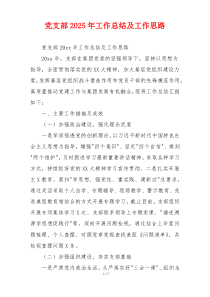 党支部2025年工作总结及工作思路