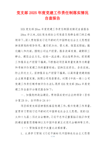 党支部2025年度党建工作责任制落实情况自查报告