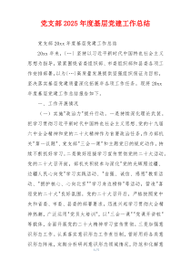 党支部2025年度基层党建工作总结