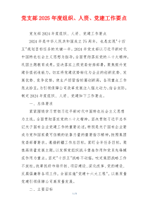 党支部2025年度组织、人资、党建工作要点