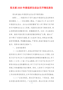 党支部2025年度组织生活会召开情况报告