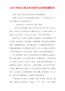 2025年度XX国企党支部书记述职述廉报告