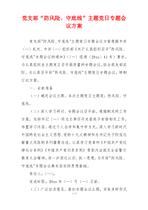 党支部“防风险、守底线”主题党日专题会议方案