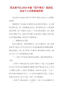 党支部书记2025年度“四个带头”组织生活会个人对照检查材料