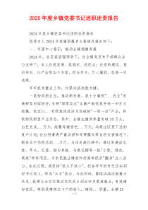 2025年度乡镇党委书记述职述责报告