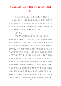 党支部书记2025年抓基层党建工作述职报告1