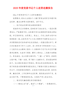 2025年度党委书记个人述责述廉报告