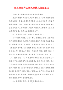 党支部党内法规执行情况自查报告