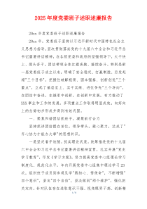 2025年度党委班子述职述廉报告