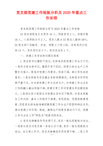 党支部党建工作短板分析及2025年重点工作安排