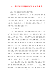 2025年度党组织书记抓党建述职报告