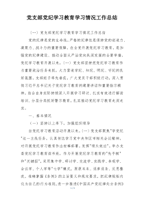 党支部党纪学习教育学习情况工作总结