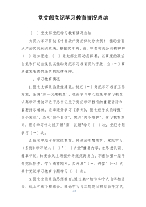 党支部党纪学习教育情况总结