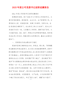 2025年度公司党委书记述职述廉报告