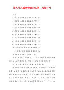 党支部共建活动情况汇报、典型材料