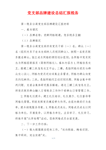 党支部品牌建设总结汇报税务