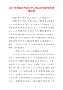 2025年度县委常委会个人民主生活会对照检查材料