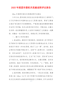 2025年度团市委机关党建述职评议报告