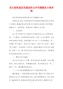 党支部抓基层党建述职点评问题整改方案详情