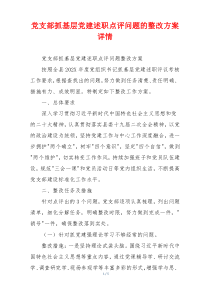 党支部抓基层党建述职点评问题的整改方案详情