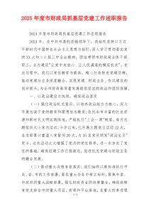 2025年度市财政局抓基层党建工作述职报告