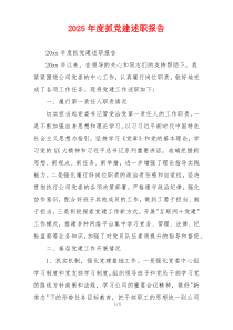 2025年度抓党建述职报告