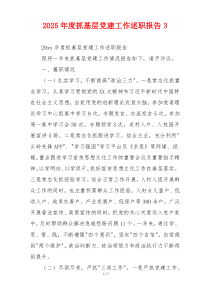 2025年度抓基层党建工作述职报告3