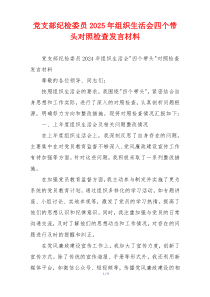 党支部纪检委员2025年组织生活会四个带头对照检查发言材料
